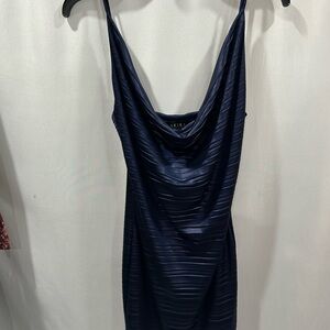 AKIRA Midnight Blue textured draped  Dress
